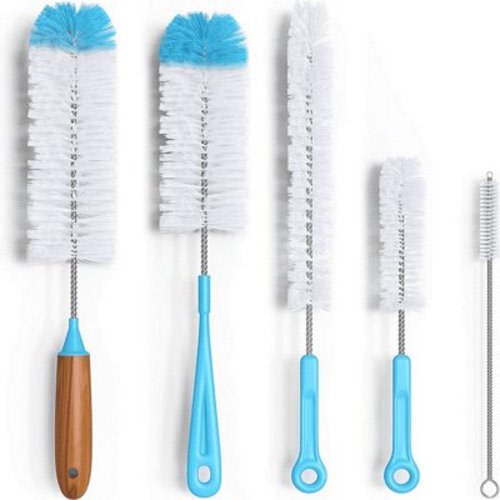 Chainplus Bottle Brush Cleaner 5 Pack, Long Water Bottle and Straw Cleaning Brush, Kitchen Wire Scrub Set for Washing Different Diameters and Sizes