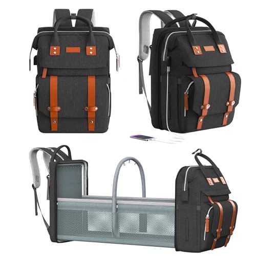 RECALLA Diaper Bag Backpack with Changing Station, Large Diaper Bag, Multifunctional Diaper Bag, Baby Bag, Black