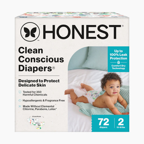 The Honest Company Clean Conscious Disposable Diapers - Giraffes + Barnyard Babies, Size 2, 72 Count