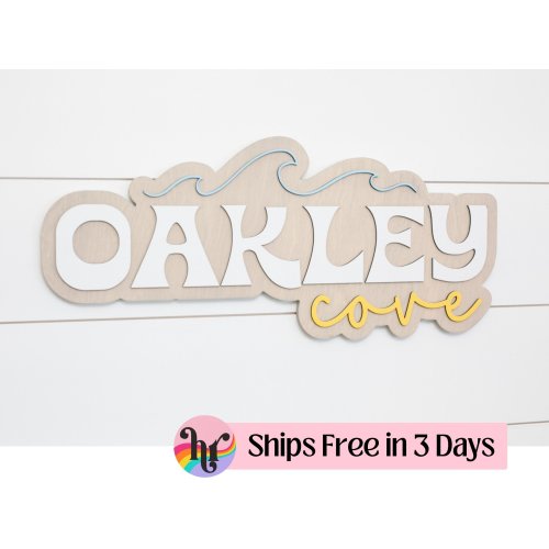 Custom wood name sign | Ocean wave nursery sign | Boys nursery sign| Coastal Nursery Decor | Nautical Nursery | Baby shower