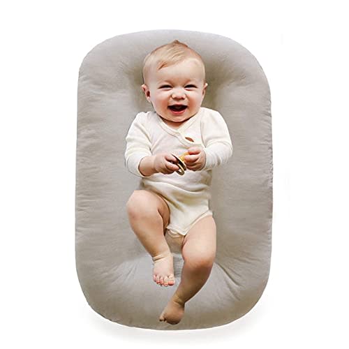 Baby Lounger for Newborn 0-24 Months,Loevin Baby Nest Co Sleeping for Baby in Bed,Newborn Lounger for Boys & Girls_English Apricot