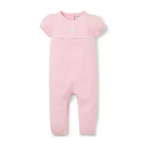Baby Soft Pink Baby Embroidered Bunny One-Piece by Janie and Jack