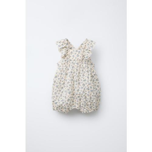 FLORAL PRINT ROMPER - Ecru | ZARA United States