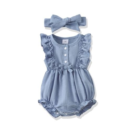 Renotemy Newborn Infant Baby Girl Clothes Rompers Summer Jumpsuits Short Sleeve Romper Infant Baby Clothes Girl