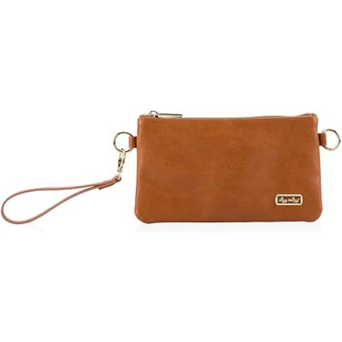 Itzy Ritzy Boss Pouch Wristlet, Crossbody Clutch & Belt Bag - Clutch Purse for Women - Includes Crossbody Strap & Wristlet Strap - Features 6 Card Slots & 2 Zippered Pockets (Cognac)