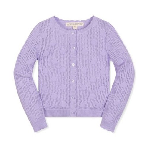 Hope & Henry Girls' Scallop Edge Mesh Dot Cardigan, Infant, 6-12 Months