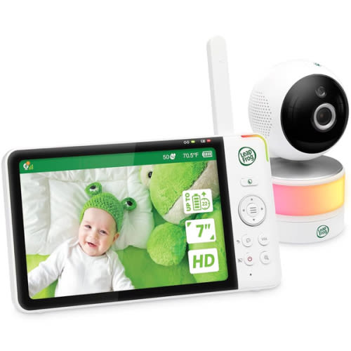 Leapfrog LF920HD Baby Monitor with Camera and Audio, 7" Hd Display Baby Camera Monitor, Color Night Vision, 360 Pan-Tilt, Night Light, Temp & Humidity Sensor, Up to 1000ft, Secure Transmission