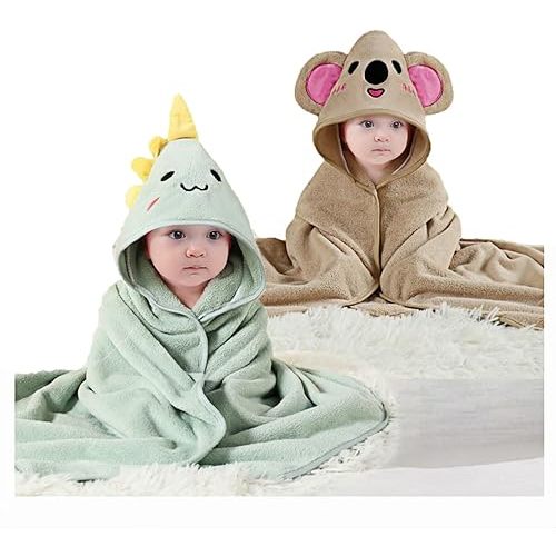 2Pcs Baby Hooded Towel,31 * 31 in Toddler Bath Towels and Washcloths Set for Newborn Babies,Toallas de Baño para Bebe,Organic Infant Kids Boy Essentials 1-3