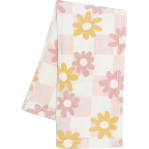Lambs & Ivy Daisy Dreams Soft & Cozy Luxury Fleece Checkered Baby Blanket