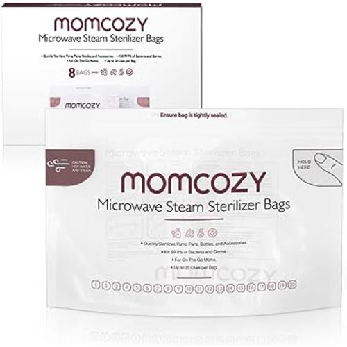 Momcozy Microwave Steam Sterilizer Bags, 15 Count Travel