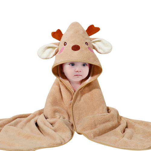 AOMPMSDX Baby Bath Towel Animal Hooded Bath Towel Soft Children's Hooded Cloak Cartoon Coral For Kids Boy Girl Shower 31.5 X 31.5 Inches