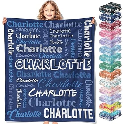 Custom Name Blankets Personalized Baby Blanket for Girls Boys Soft Plush Customized Nursery Gift for Baby Shower Newborn New Mom