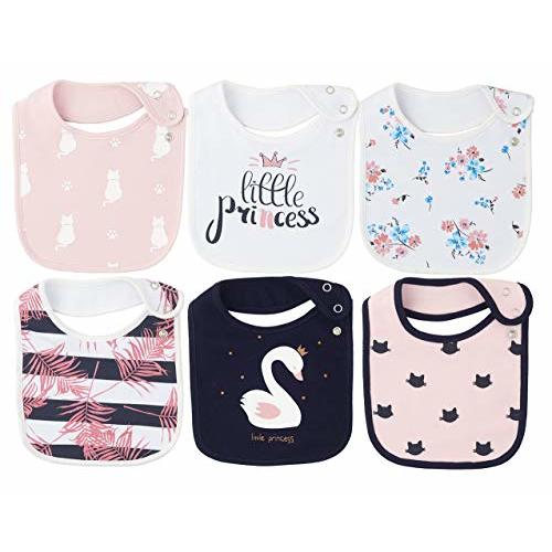 Maiwa 6 Pack Waterproof Cotton Baby Bibs for Girls Boys for Drooling Eating with Snaps