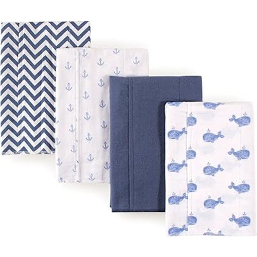 Hudson Baby Unisex Baby Cotton Flannel Burp Cloths, Whale, One Size