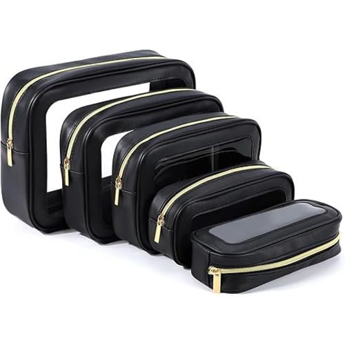 YOPCDJ 5PCS Diaper Bag Organizer Pouch Set, TSA Approved Toiletry Bag，Clear Waterproof TPU Makeup Bag Set Travel Organizer Bags for Women and Kids