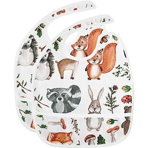 Baby Bibs for Baby Boy Girl Waterproof Feeding Bib Apron Cotton Food Eating Bib 2 Packs