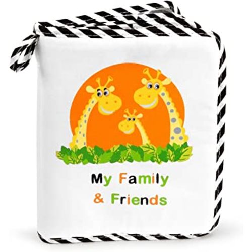 | My First Photo Album of Family & Friends with Cute Giraffe Animals on Soft Fabric Cover, Holds 15 4"x6" photos