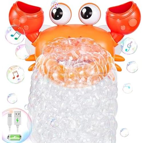 Gigilli Crab Baby Bath Toys, Rechargeable Bath Bubble Machine for Toddler, Automatic Shower Bathtub Bubble Maker with Music Control for Kids Ages 1-3 6-12 12-18 Months 1st Birthday Gifts