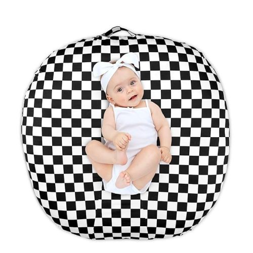 Newborn Lounger Cover Removable Cover Ultra Soft Comfortable Lounger Slipcover Removable Cover for Infant Lounger Pillow, Black Checkerboard (Lounger Pillow Not Included)