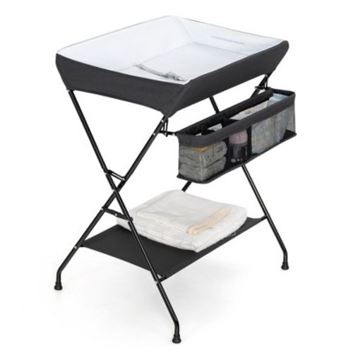 Costway Baby Infant Changing Table Folding Diaper Station Nursery with Storage Black