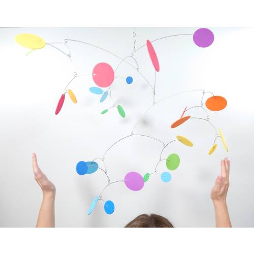 Large Confetti Disc Dot Baby Crib Nursery Mobile in Full Spectrum Rainbow
