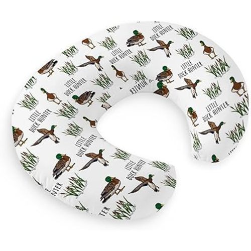 HawSkgFub Little Duck Hunter Mallard Hunting Nursing Pillow Cover for Baby Boys Girls, Wild Animal Reed Breastfeeding Pillow Slipcover, Nursing Pillowcase for Newborn Infant, Cover Only
