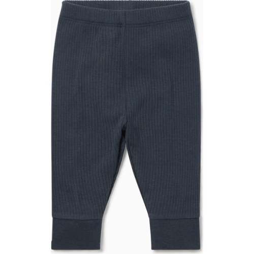 Ribbed Cuffed Leggings, Navy - MORI | Maisonette