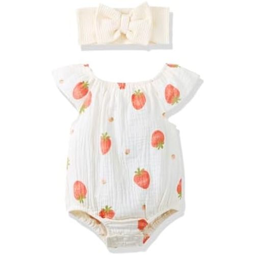 Renotemy Preemie Newborn Baby Girl Clothes Infant Cotton Linen Romper Summer Outfit for Girls Ruffle Sleeve Bodysuit Jumpsuit