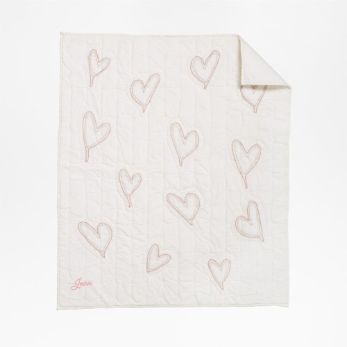 Personalized Clay Heart Organic Cotton Baby Crib Quilt by Leanne Ford