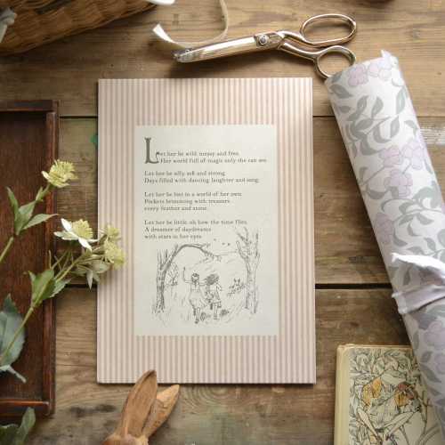 Girlhood Poem Art Print: Sketched Nursery Decor, Cottagecore