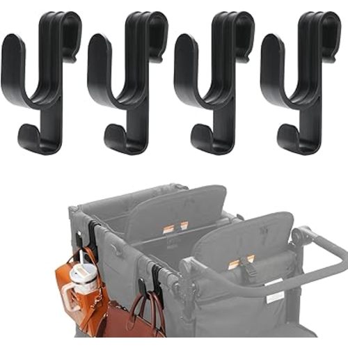 Stroller Hooks for Wonderfold Wagon W2 & W4, Double-Layer Multipurpose Side Hook for Balance Bikes & Bags, Space-Saving Wonderfold Wagon Accessories, 88lbs Load Capacity (4PCS)