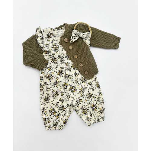 Baby Girl Cotton Floral Jumper Romper with Bow | OPTIONS| Jennifer VINTAGE Floral