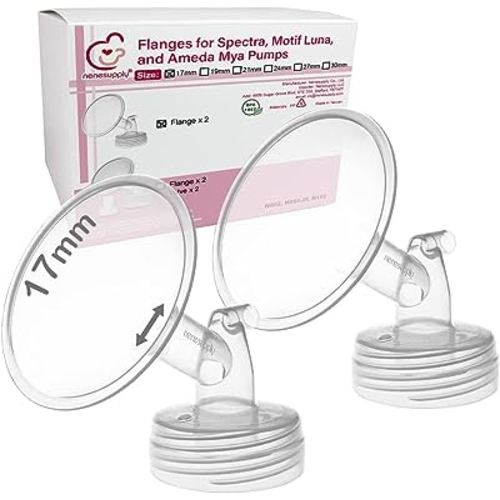 Nenesupply 17mm 2 pc Flanges Compatible with Spectra S2 S1 9 Plus Synergy Gold Breastpump Replacement to Spectra Pump Parts Flange Accessories Wide Mouth Work with Valve Backflow Protector Bottle