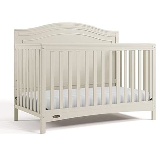 Graco Paris 4-in-1 Convertible Crib - GREENGUARD Gold Certified, Converts to Toddler Bed, Daybed and Full Bed, Fits Standard Crib Mattress, Adjustable Mattress Base, Frosted Oat