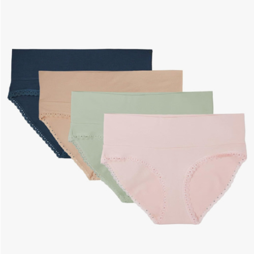 Pact Organic Cotton Maternity Foldover Hipster Underwear for Pregnancy Postpartum, 4 pack