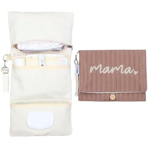 Baby Bag Organizer, Waterproof Mini Diaper Bag, Foldable Mom Travel Set, Diaper Organizer, with Gift for Baby Shower (Coffee)