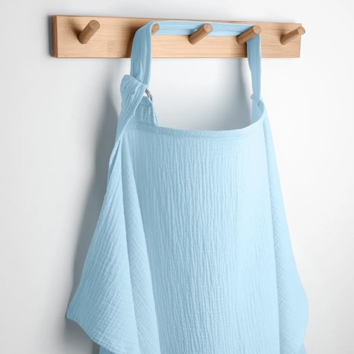Comfy Cubs Muslin Nursing Cover - 100% Muslin Breastfeeding Cover for Moms - Soft & Breathable Baby Nursing Scarf with Adjustable Neck Strap - Portable, Lightweight & Privacy Coverage - Sky Blue