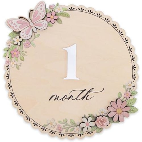 Wooden Baby Monthly Milestone Sign with Acrylic Numbers, 6.2 in