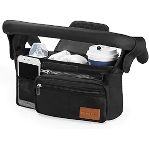 Momcozy Universal Stroller Organizer with Insulated Cup Holder Detachable Phone Bag & Shoulder Strap, Fits for Stroller like Uppababy, Baby Jogger, Britax, BOB, Umbrella and Pet Stroller