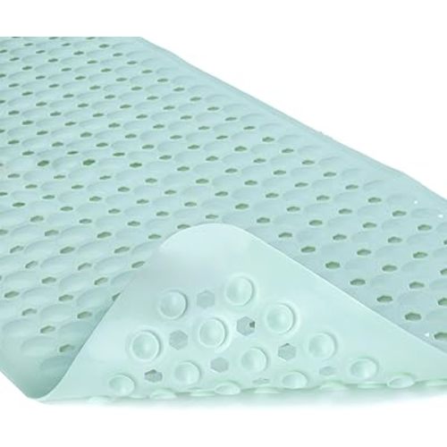 SlipX Solutions Power Grip Extra Long Bath Tub & Shower Mat 39x16, Wet Floor Non-Slip for Elderly & Kids Bathroom, 30% Longer Bathtub Mats, 365+ Suction Cups, Drain Holes (1, Solid Seafoam)