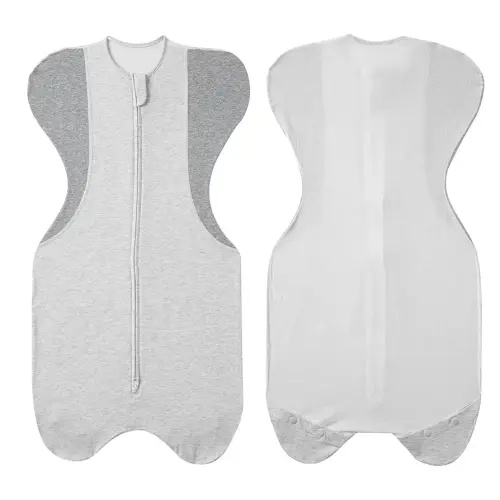 KIDIRA Swaddle for Newborns, Baby Swaddles 0-3 Months 5-13lb Breathable Fabric Design, Arms Up Swaddle 0-3 Months Newborn, Promotes Healthy Hip Development, 2-Way Zipper&Foot Buttons, 1Pack,Grey