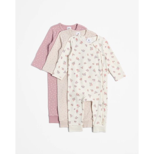 Baby Organic Cotton Coveralls 3 Pack - Floral | Target Australia