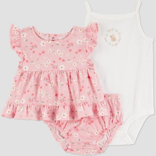 Carter's Just One You®️ Baby Girls' Floral Bunny Top & Bottom Set - Pink 18M