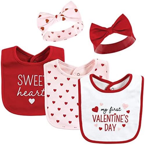 Hudson Baby Unisex BabyCotton Bib and Headband or Caps Set