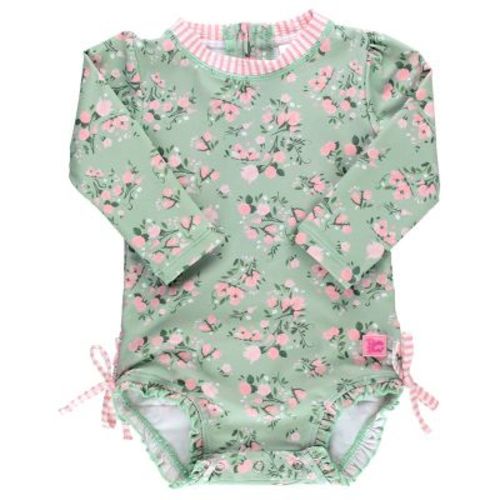 Rufflebutts Baby Girls Long Sleeve One Piece Rash Guard - Orange You The Sweetest, Size: 3-6m