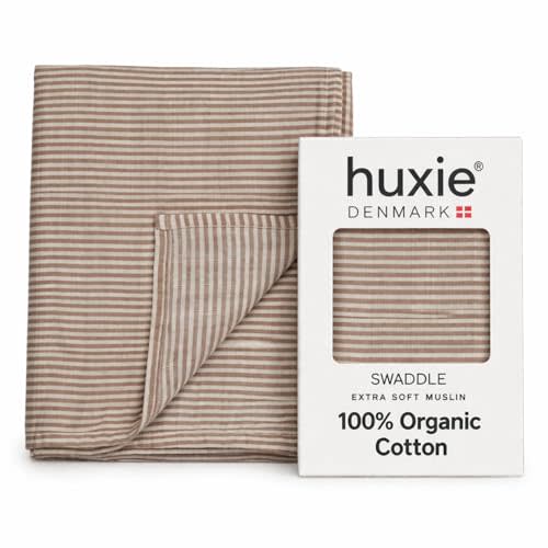 Baby Swaddle – Organic Cotton Muslin Baby Swaddles for Newborns 47” x 47” (Natural Stripe)