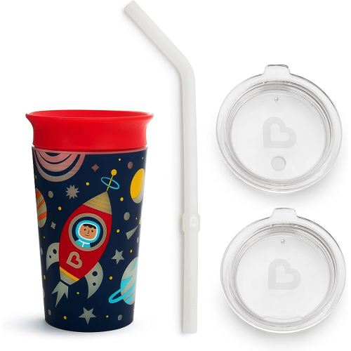 Munchkin® Miracle® 360 Glow in the Dark Sippy Cup, 9 Ounce, Astronaut and 3pc Sipper and Straw Lid