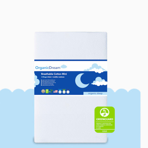 Breathable Cotton Mini 2-Stage Crib Mattress - White