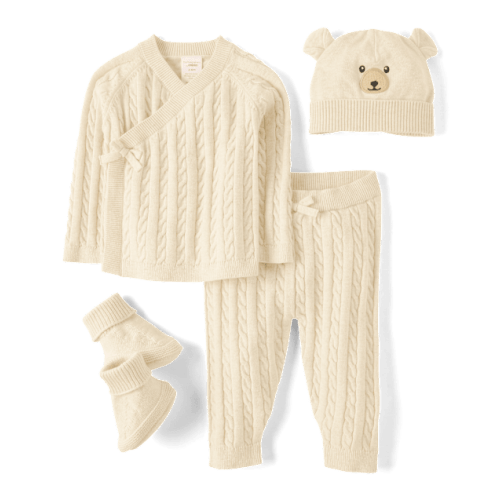 Unisex Baby Cable Knit Bear 4-Piece Outfit Set - Homegrown By Gymboree - H/t vanilla