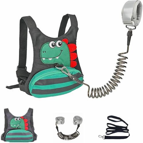 Toddler Leash for Kids-Baby Child Harness with Anti Lost Wrist Link for Boys/Girls (Black3)